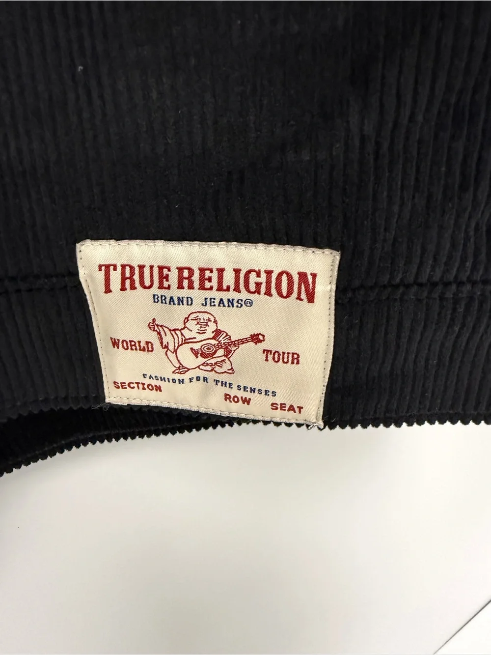 True Religion Black Corduroy Hooded Zip-Up Jacket